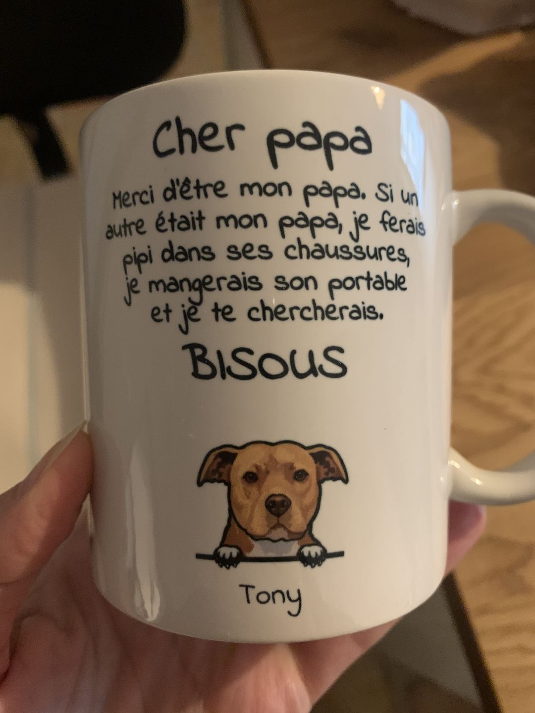 Customer photo review of Cher papa (chien) - Mug personnalisé