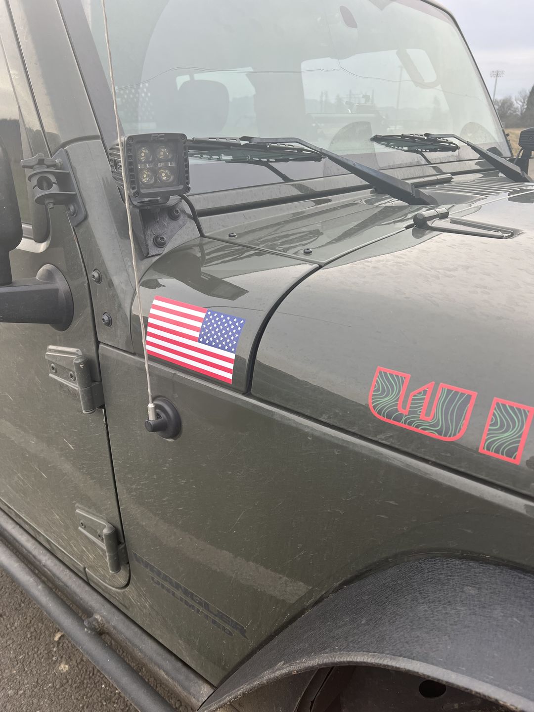 Customer photo review of American Flag Indoor & Outdoor Sticker 6" x 3" | Set of 2