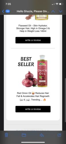 Customer photo review of Red Onion Oil 🧅 Reduces Hair Fall & Accelerates Hair Regrowth [پیاز کا تیل].. Trending.... 🔥