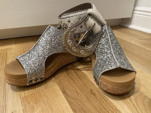 Customer photo review of Corky's Silver Glitter Carley Sandals