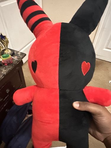 Customer photo review of Rabbit Plushie 18" (RED/BLACK)