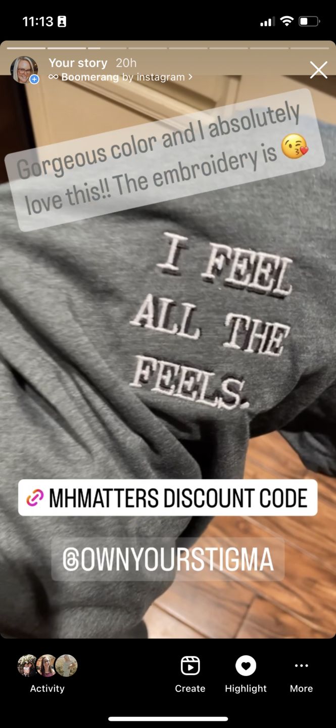 Customer photo review of I Feel All The Feels Embroidered T-Shirt