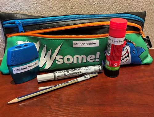 Customer photo review of Wrap-around Pencil & Pen Labels