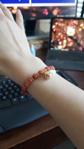 Customer photo review of Natural Red Agate Feng Shui Bell Bracelet- Special