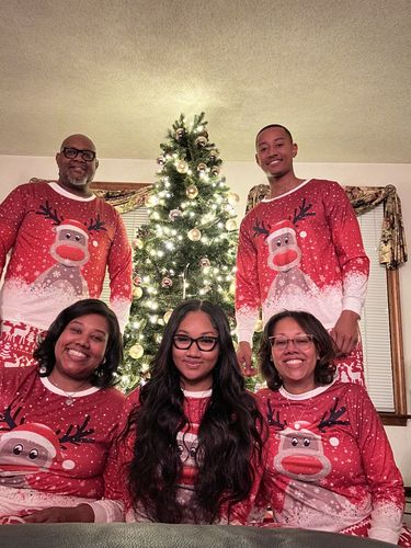 Customer photo review of Reindeer Print Snowflake Family Matching Christmas Pajamas