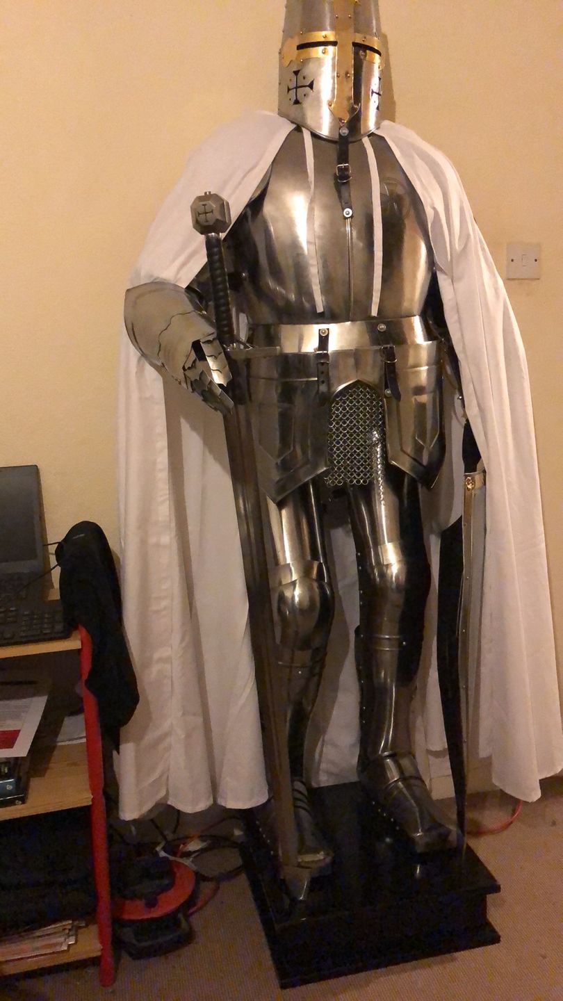 Customer photo review of Medieval Knights Templar Armor Suit, Full Steel Templar body Suit fully Wearable.