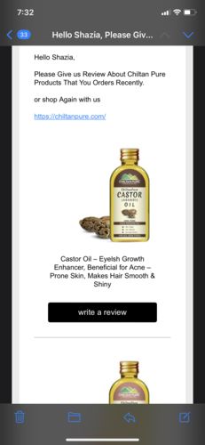 Customer photo review of Castor Oil – Eyelsh Growth Enhancer, Beneficial for Acne – Prone Skin, Makes Hair Smooth & Shiny