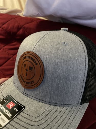 Customer photo review of Custom Leather Patch Trucker Hat - Richardson 112