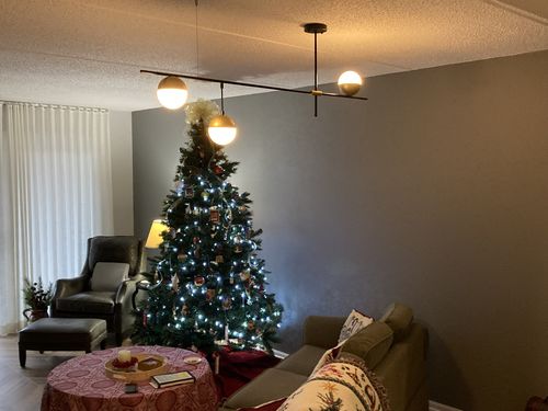 Customer photo review of Mid-Century Modern 3-Light Glass Globe Chandelier