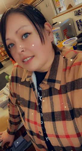 Customer photo review of Andree by Unit  Pumpkin Patch Full Size Plaid Faux Fur Lined Shacket