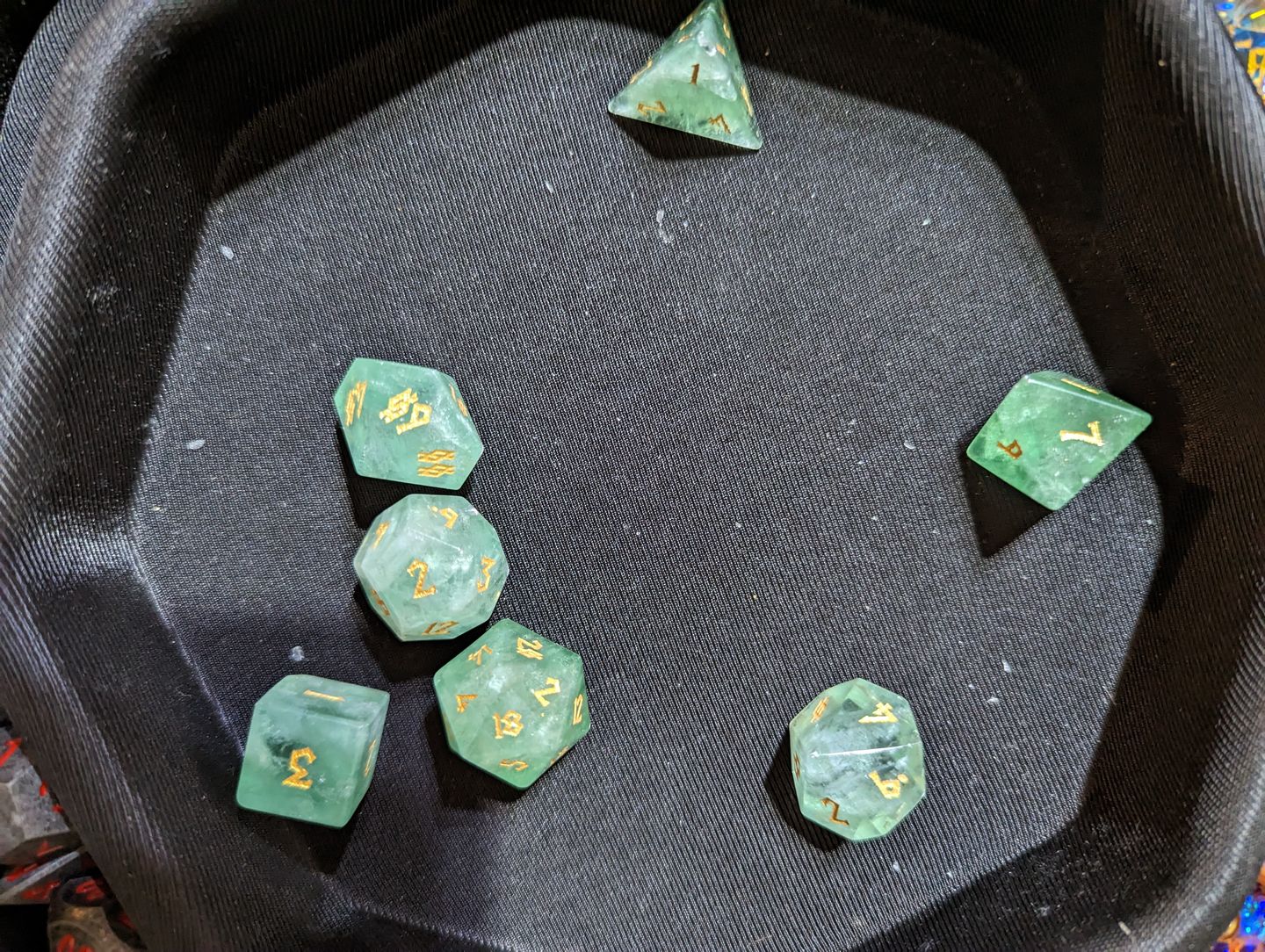 Customer photo review of GREEN FLUORITE STONE DICE SET