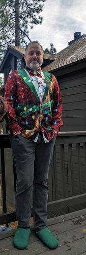 Customer photo review of Men's Christmas Print Regular Fit Long Sleeve Shirt