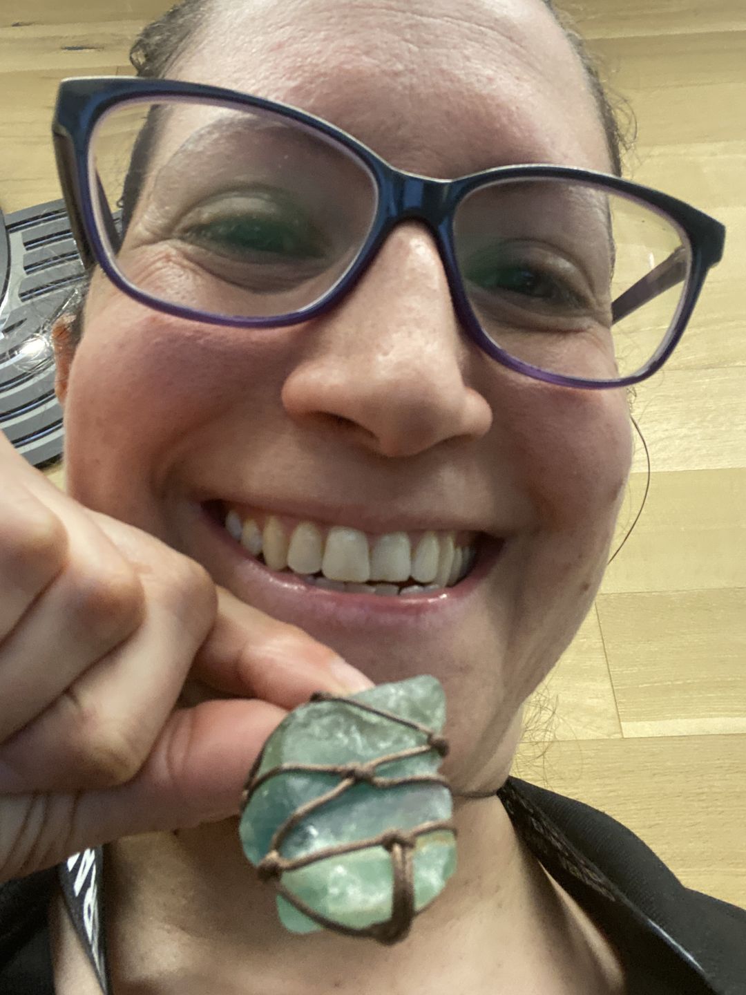 Customer photo review of Raw Aquatic Fluorite Necklace