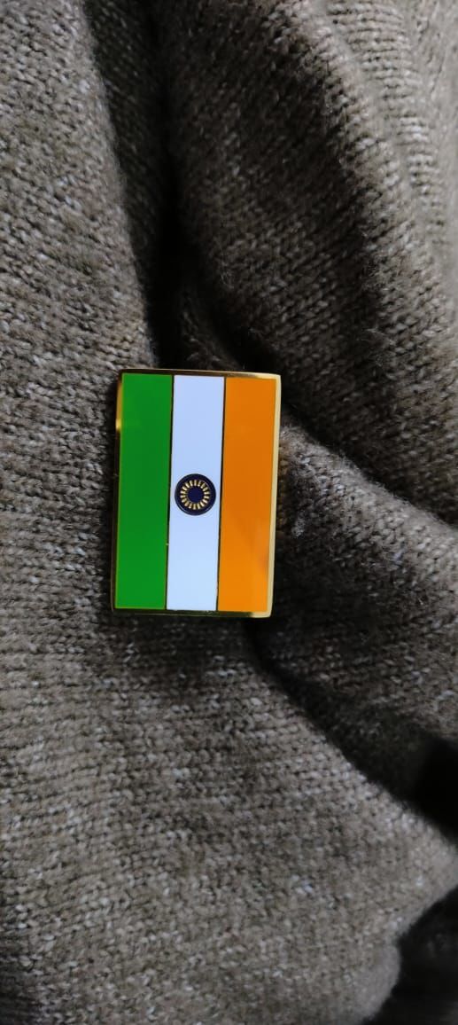 Customer photo review of Indian Flag Lapel Pin- 18k Gold Plated