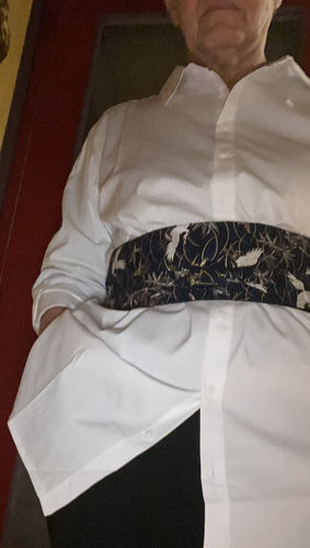 Customer photo review of Ceinture Obi Bleu Marine Motif Tsuru