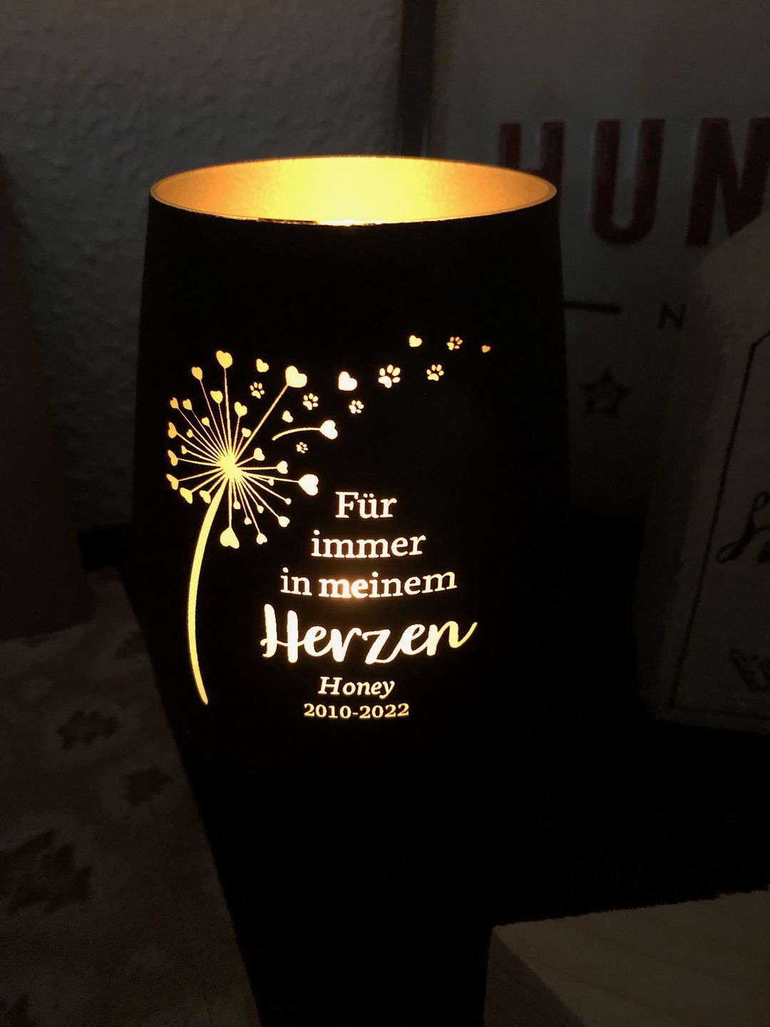Customer photo review of Für immer im Herzen - Individuelles Trauerlicht