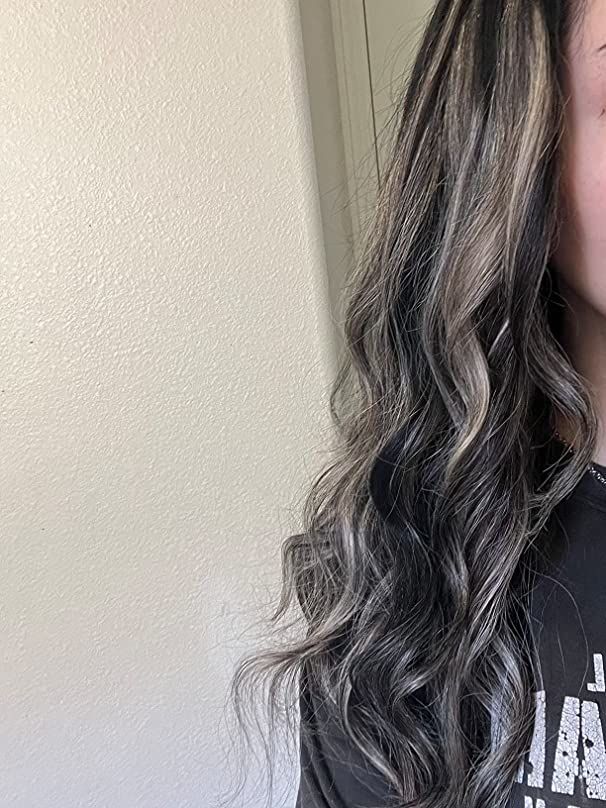 Customer photo review of Virgin Hair Flat Weft Hair Extensions Balayage Black With Silver #1b/silver/1b