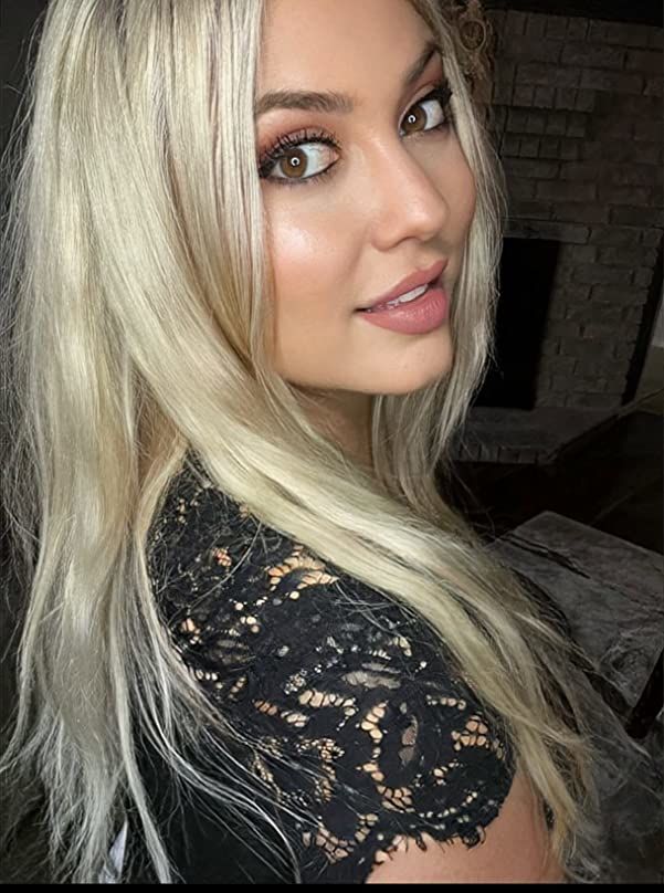 Customer photo review of Flat Silk Weft Hair Extensions Virgin Hair Weft Extensions Platinum Blonde #60