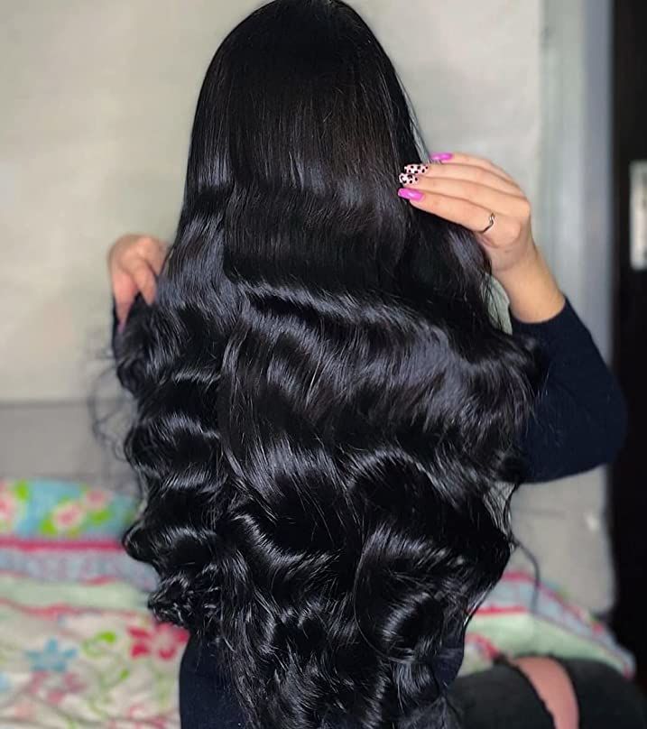 Customer photo review of Virgin Flat Weft Hair Extensions Weft Hair Extensions Off Black #1B