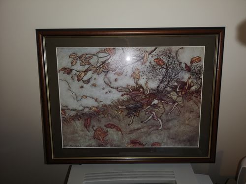 Customer photo review of There is almost nothing that has such a keen sense of fun as a fallen leaf, vintage artwork by Arthur Rackham, A3 (16x12") Reproduction Poster Print