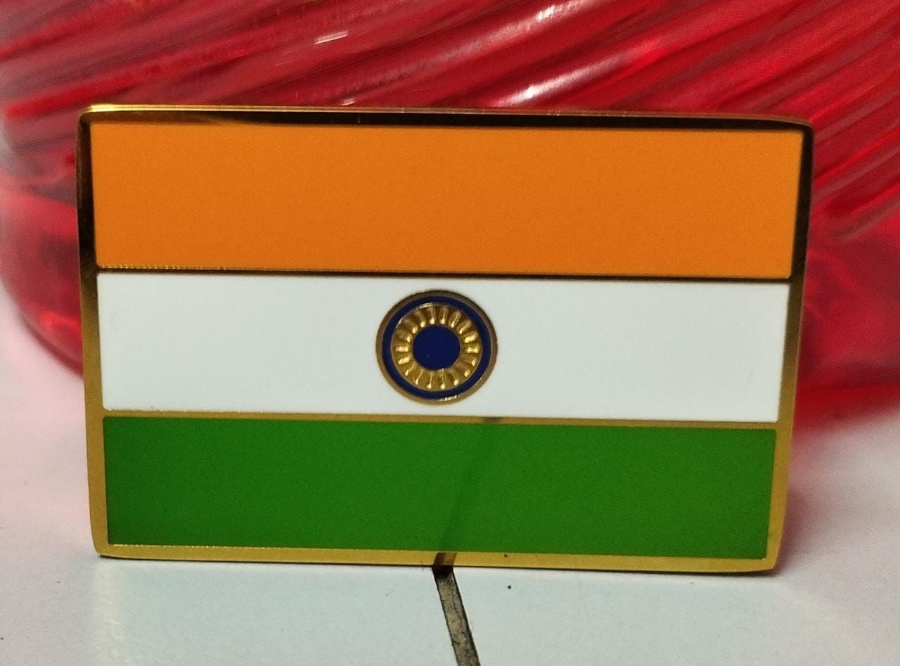 Customer photo review of Indian Flag Lapel Pin- 18k Gold Plated