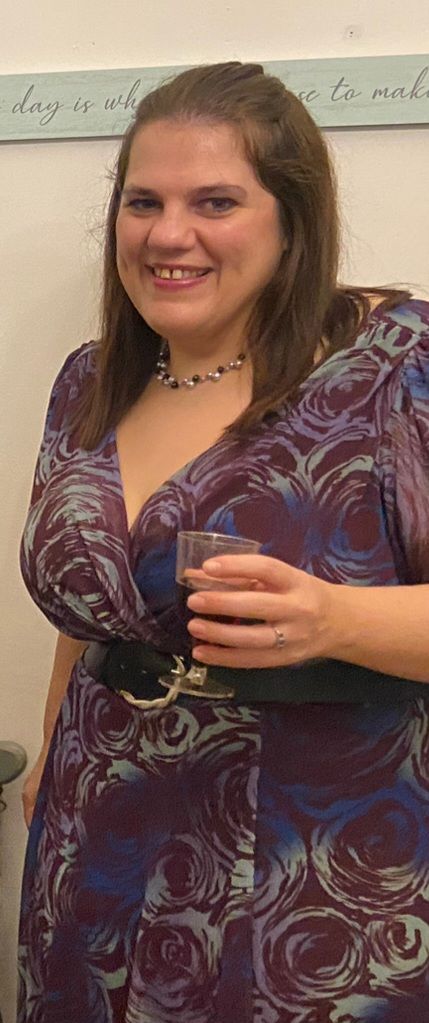 Customer photo review of Victoria Purple Blue Angel Sleeve Mesh Midi Dress