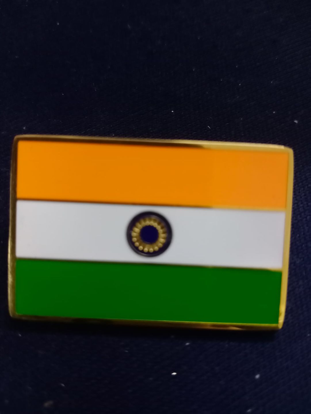 Customer photo review of Indian Flag Lapel Pin- 18k Gold Plated