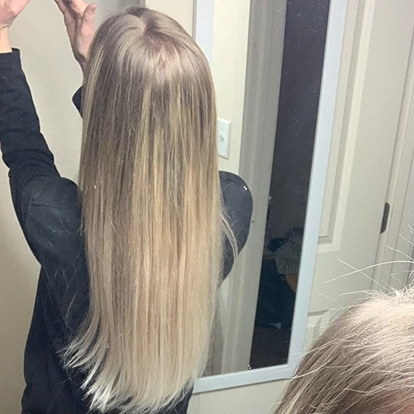 Customer photo review of Virgin Flat Weft Extensions Sew In Weft Extensions Balayage Hair #BA8/60