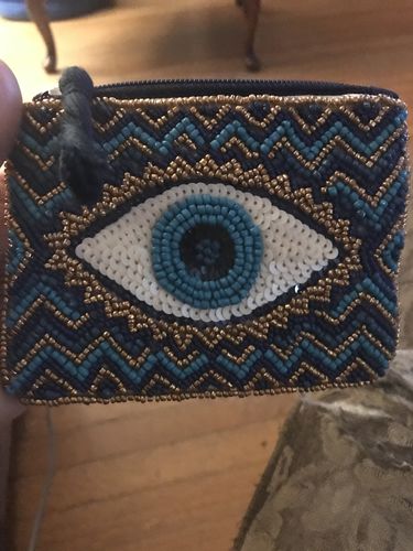 Customer photo review of Grecian Nights Evil Eye Embellished Mini Pouches
