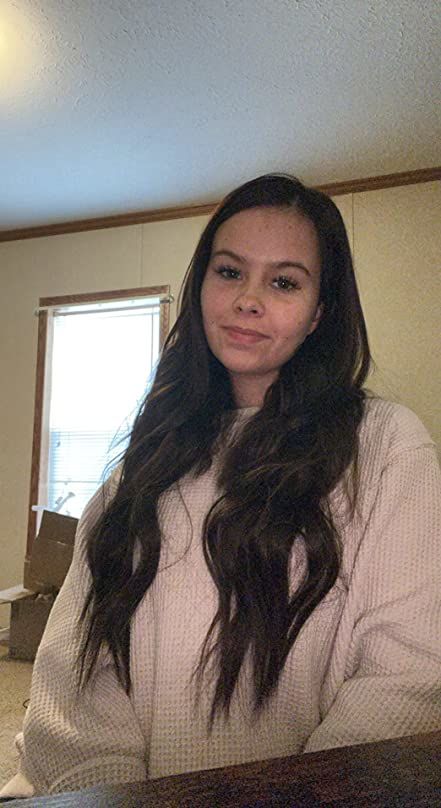 Customer photo review of Virgin Flat Silk Weft Hair Extensions Hair Weft Darkest Brown #2