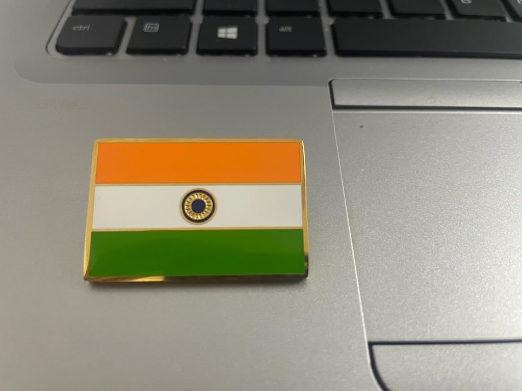 Customer photo review of Indian Flag Lapel Pin- 18k Gold Plated