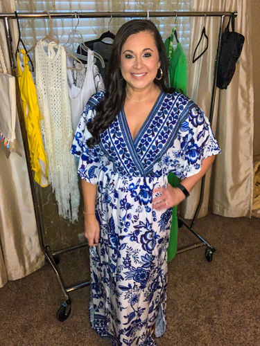 Customer photo review of Bohemian Dolman Sleeve Side Slit Maxi Dress