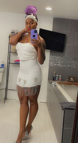 Customer photo review of Solace Rhinestone Dress