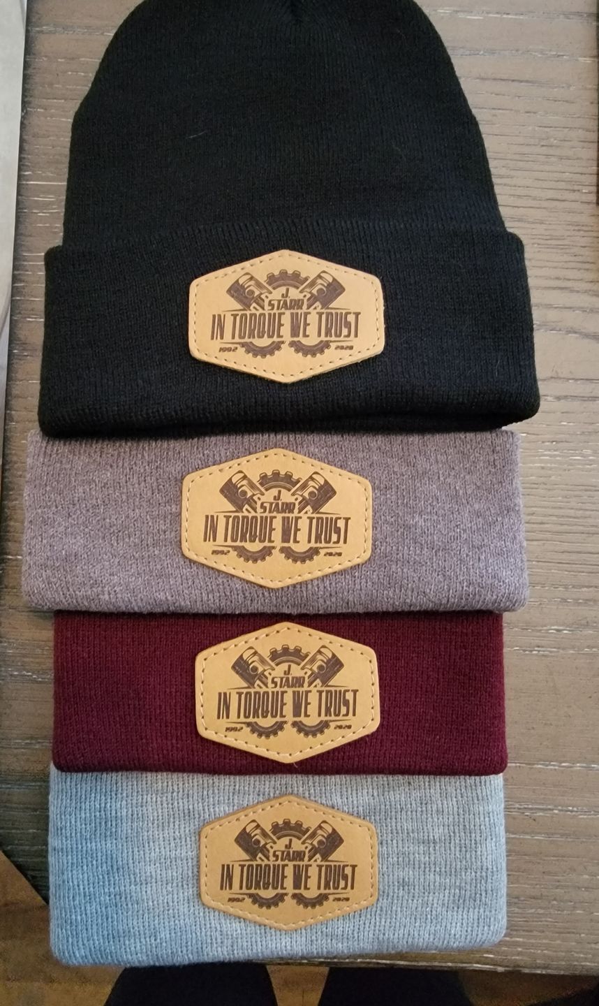 Customer photo review of Custom Leather Patch Beanie