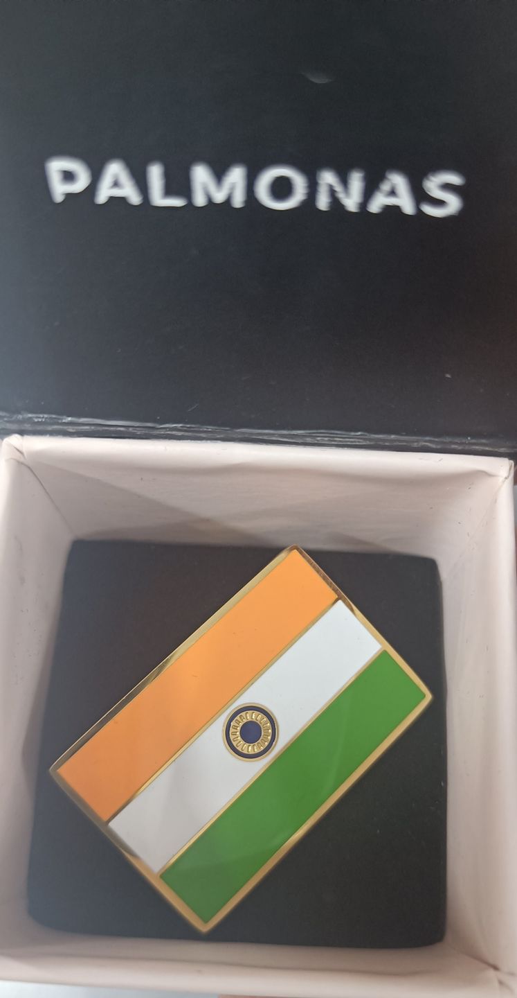 Customer photo review of Indian Flag Lapel Pin- 18k Gold Plated