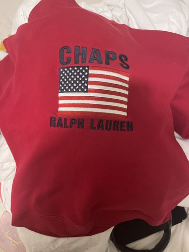 Customer photo review of Vintage Chaps Ralph Lauren USA Flag Sweatshirt Size Small Fits Like M
