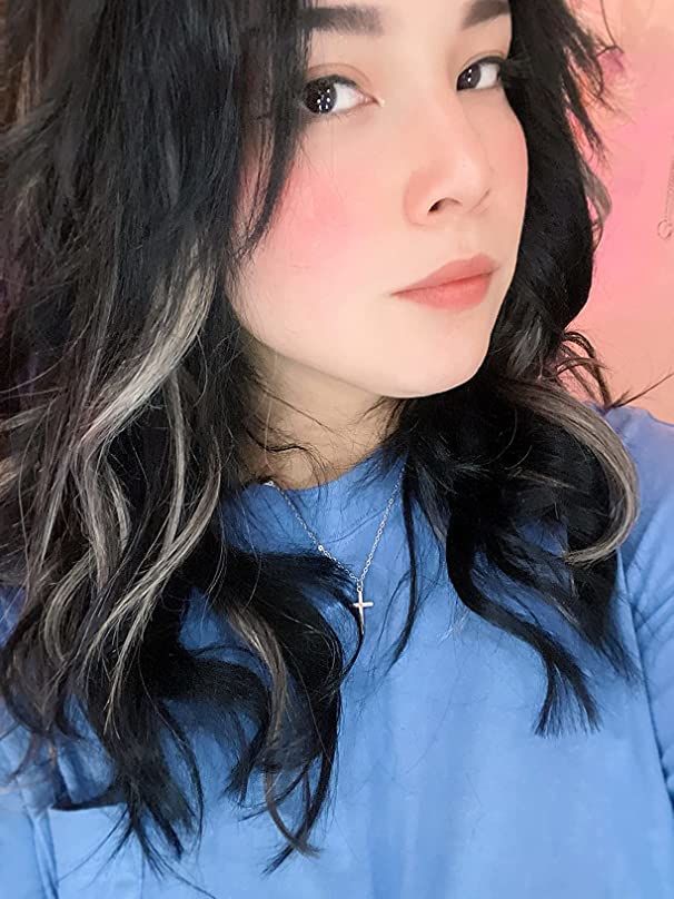 Customer photo review of Virgin Hair Flat Weft Hair Extensions Balayage Black With Silver #1b/silver/1b