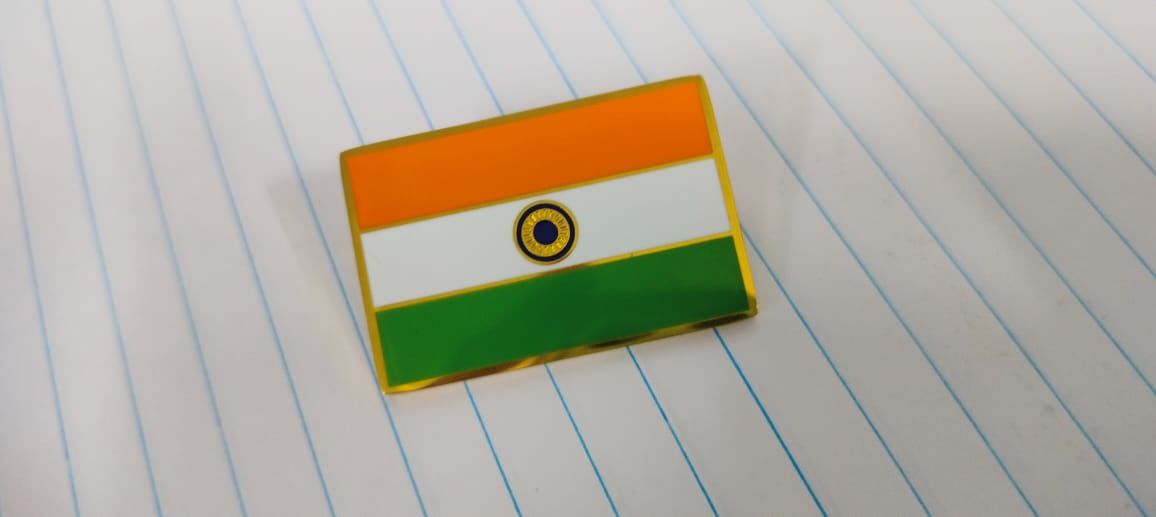 Customer photo review of Indian Flag Lapel Pin- 18k Gold Plated