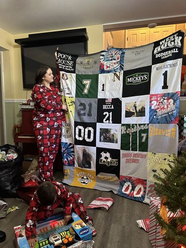 T-shirt quilt featuring knights by Catherine  from NY