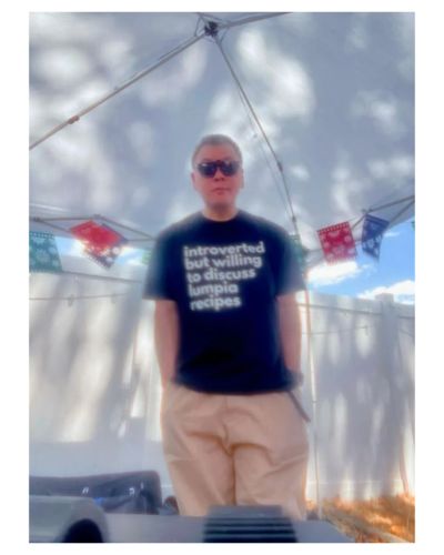 Customer photo review of Introverted But Willing To Discuss Lumpia Recipes Funny Filipino Cotton T-Shirt