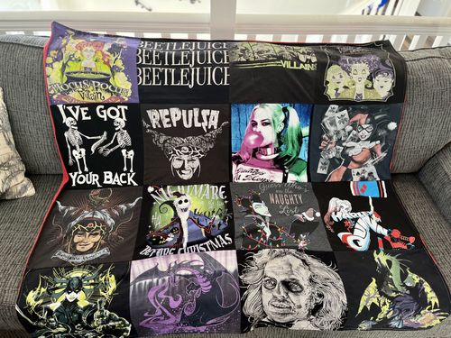 T-shirt quilt with movies, halloween themes by Melissa from GA