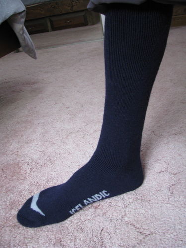 Customer photo review of J.B. Field's Icelandic "30 Below Over-the-Calf" Merino Wool Thermal Sock