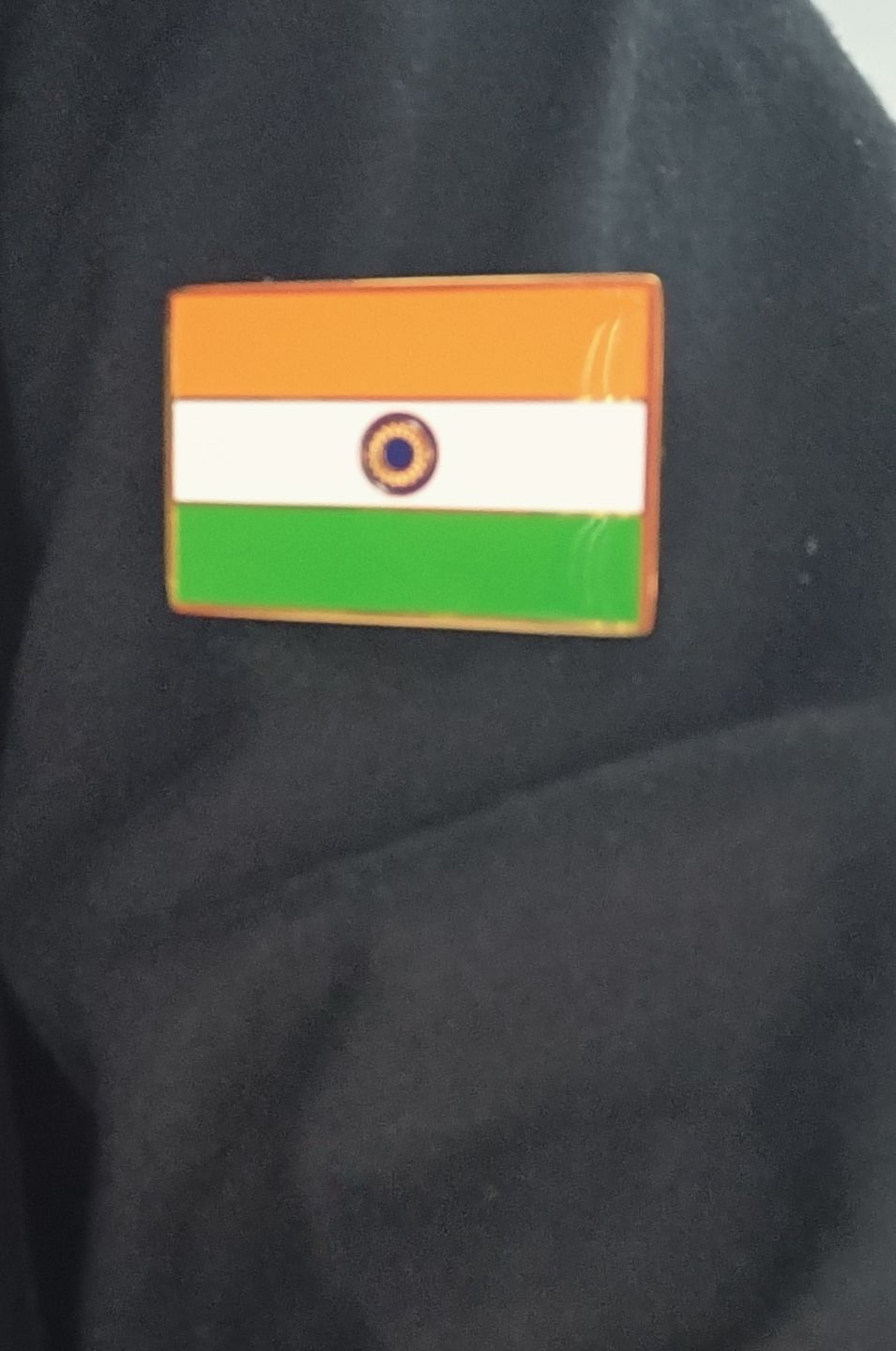Customer photo review of Indian Flag Lapel Pin- 18k Gold Plated