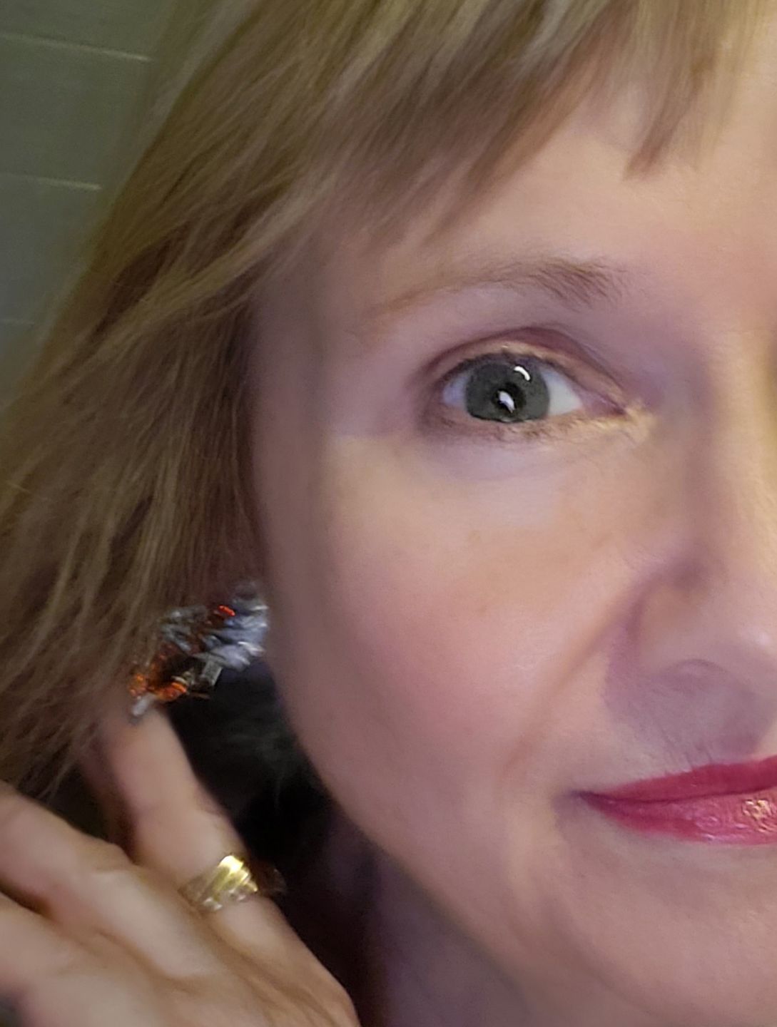 Customer photo review of HEIDI DAUS®"Queen Koi" Enamel &  Crystal Fish Button Earrings