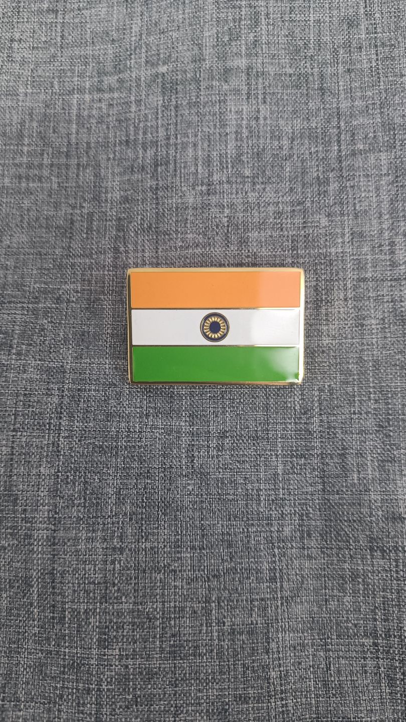 Customer photo review of Indian Flag Lapel Pin- 18k Gold Plated