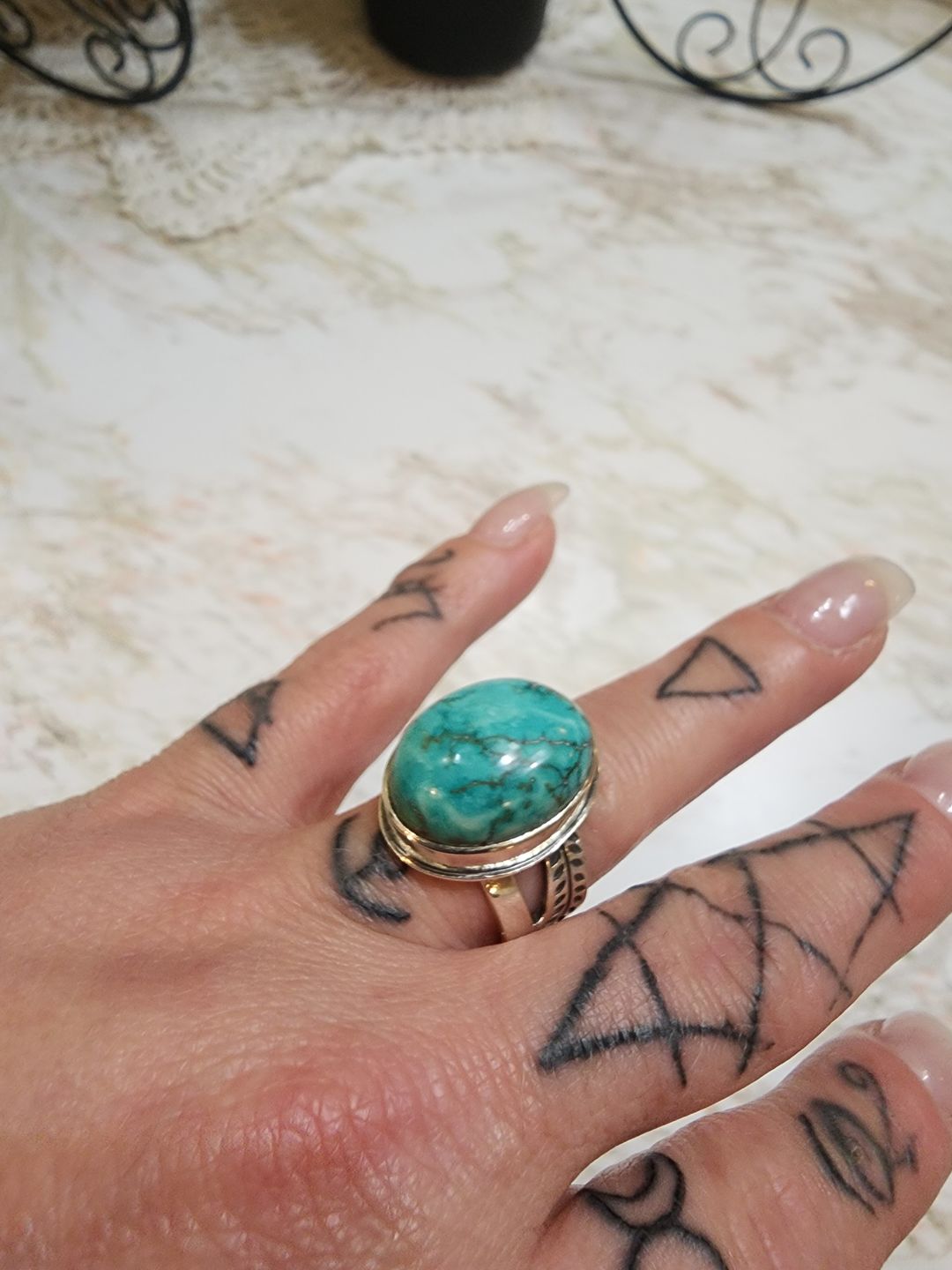 Customer photo review of Healing Crystal Point Moonstone Moon Ring Sterling Silver