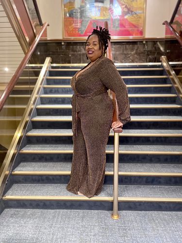 Customer photo review of Runway Jumpsuit up to 3XL (Black/Gold)