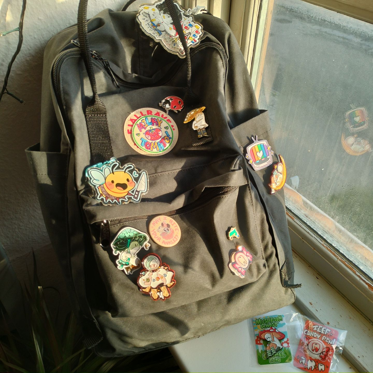 Customer photo review of Red Mushroom Ghost Enamel Pin