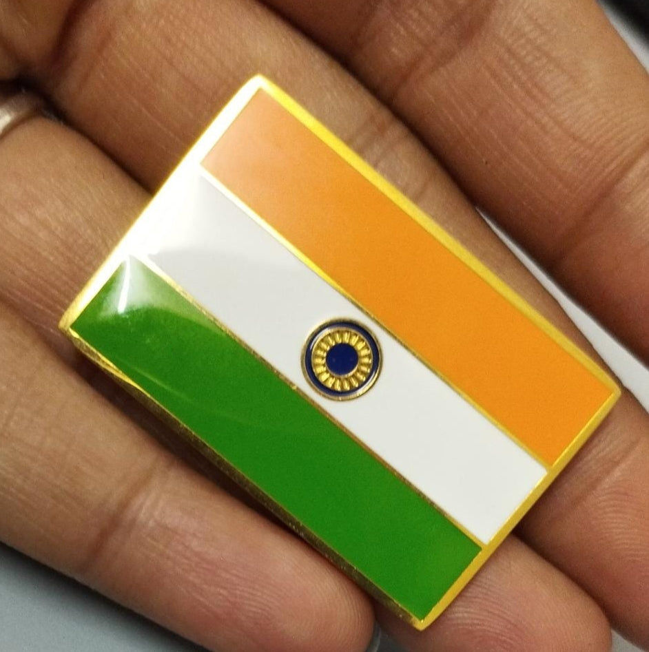 Customer photo review of Indian Flag Lapel Pin- 18k Gold Plated