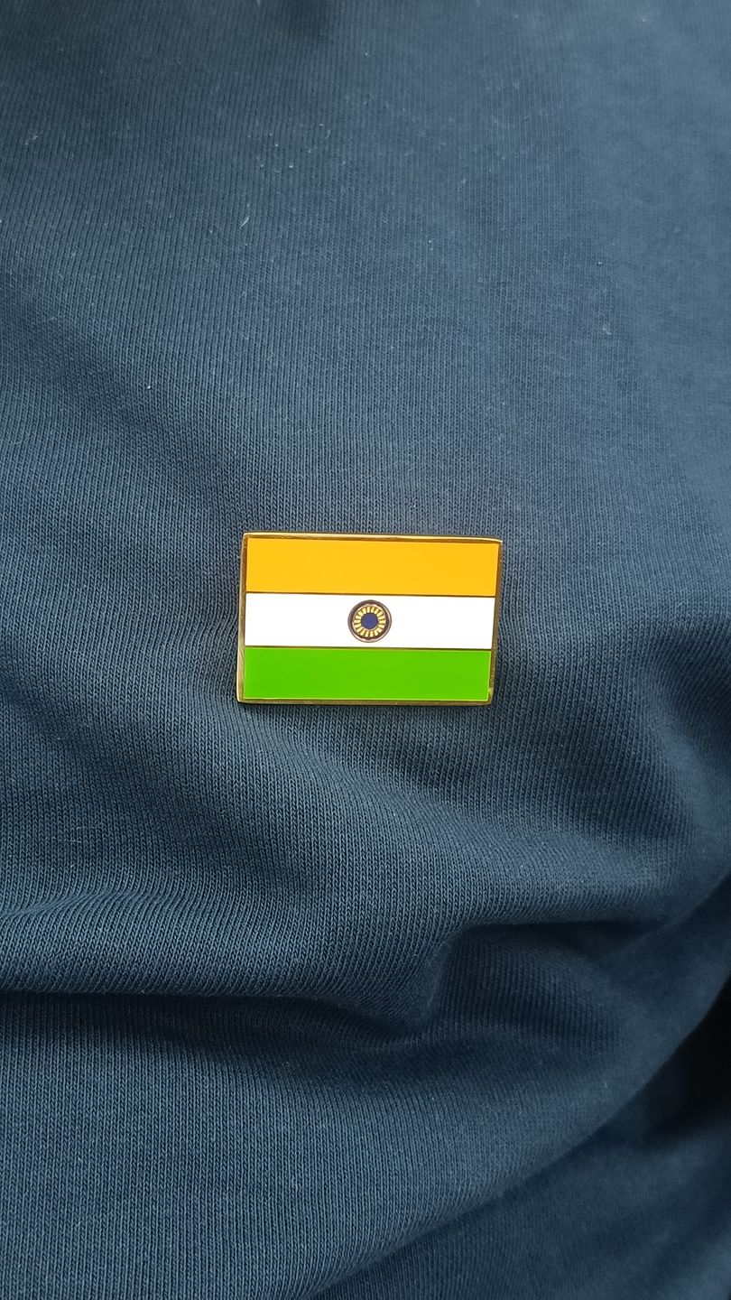 Customer photo review of Indian Flag Lapel Pin- 18k Gold Plated